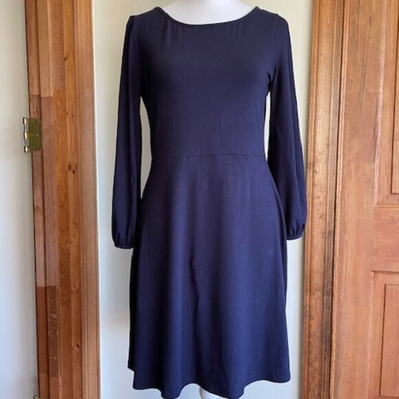 BODEN Navy Long Sleeve Knit Dress Elastic Waist & Sleeves Navy - Picture 1 of 16